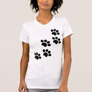 Paw print cat dog cute black and white T-Shirt