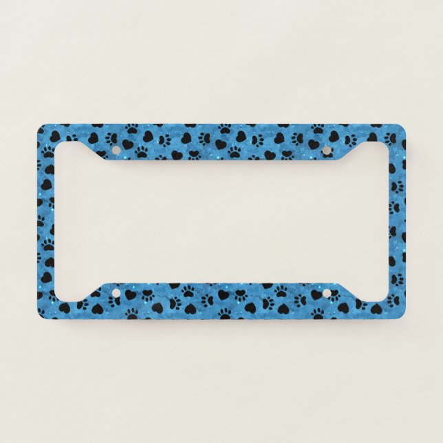 Paw Print Cat Lovers Cute Kitten Heart Animal License Plate Frame (Front)