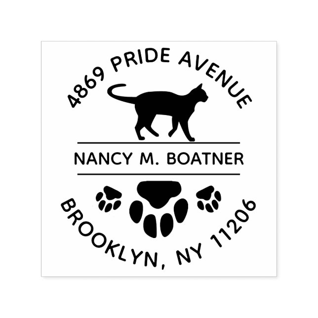 Paw Print Cat Return Address Stamp Self Inking (Design)