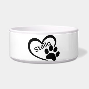 Paw Print Ceramic Personalized Dog Food Bowl