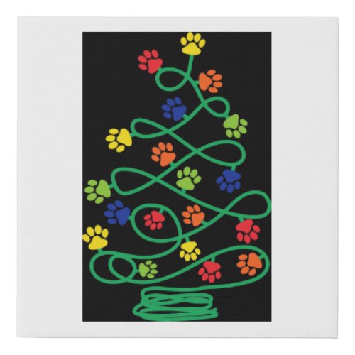 Paw Print Christmas Tree Canvas Print