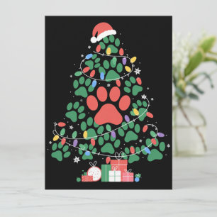 Paw Print Christmas Tree Dog Cat Mom Lover Holiday Card