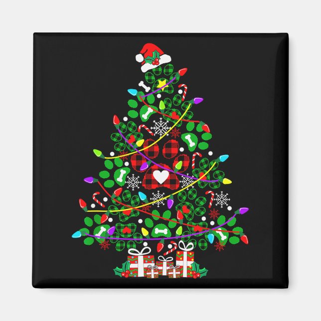 Paw Print Christmas Tree Dog Or Cat For Men Women  Magnet (Front)