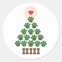Paw Print Christmas Tree Stickers