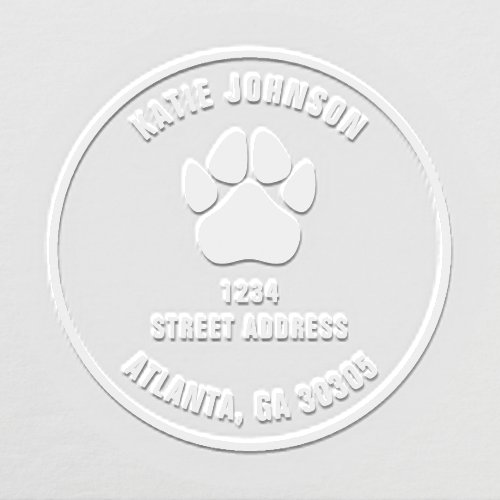 Paw Print Circle Address Embosser