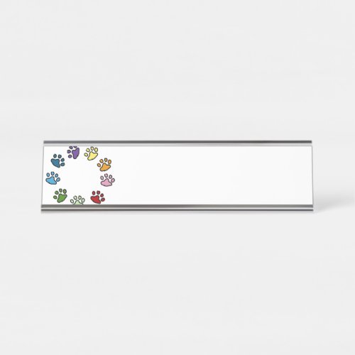 Paw Print Circle Desk Name Plate