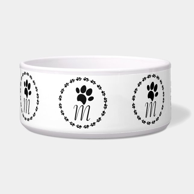 Paw Print Circular Logo Name Pattern   Bowl (Front)