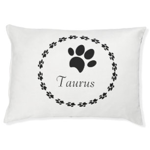 Paw Print Circular Logo Name Pattern Pet Bed