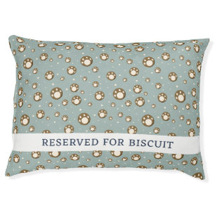 Paw Print Cookies Green Pattern Monogram Pet Bed