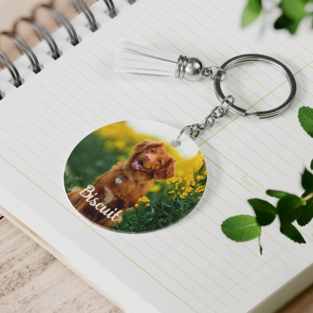 Paw Print Cookies Light Blue Pattern Monogram Keychain (Creator Uploaded)