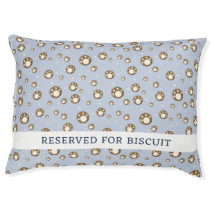 Paw Print Cookies Light Blue Pattern Monogram Pet Bed