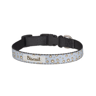 Paw Print Cookies Light Blue Pattern Monogram Pet Collar