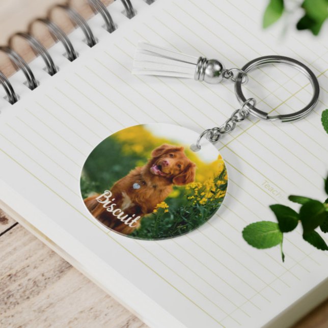 Paw Print Cookies Light Orange Pattern Monogram Keychain (Creator Uploaded)