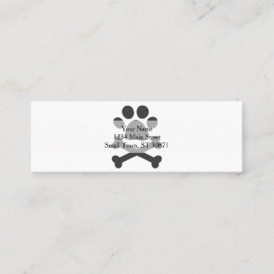 Paw print crossed bones - Choose background color Mini Business Card