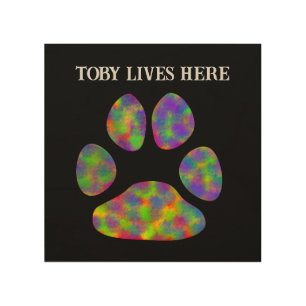 Paw Print & customizable text. Wood Wall Art 8x8"