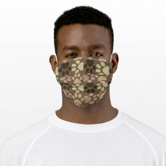 Paw Print Design Adult Cloth Face Mask (Worn)