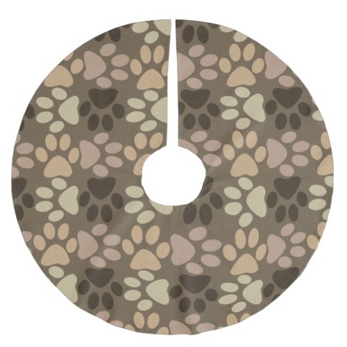 Paw Print Design Brushed Polyester Tree Skirt