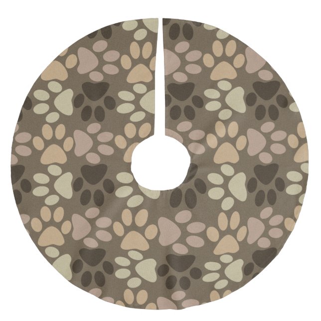 Paw Print Design Brushed Polyester Tree Skirt (Front)