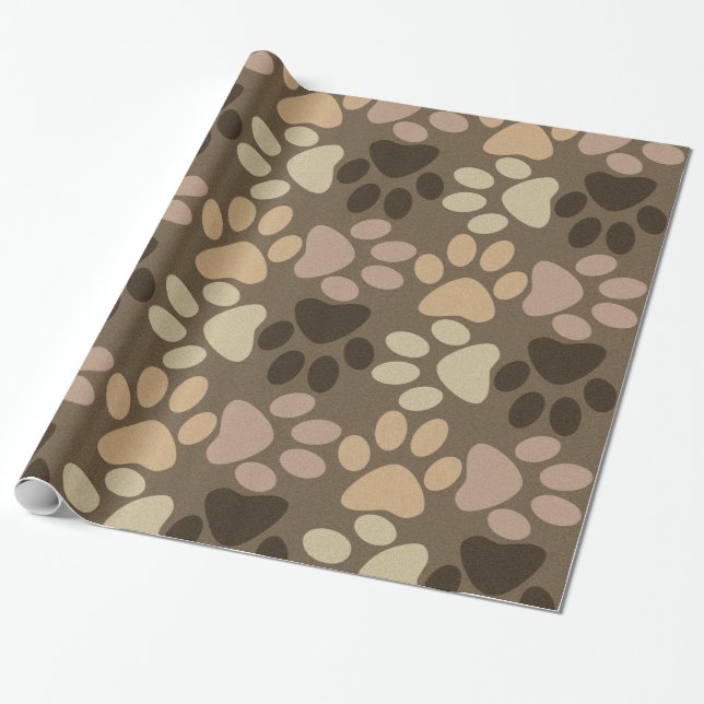 Paw Print Design Wrapping Paper (Unrolled)