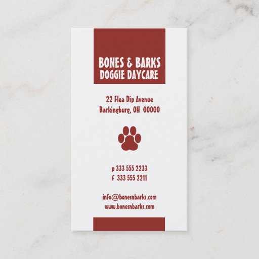 Customizable Paw Print Dog Care Business Card