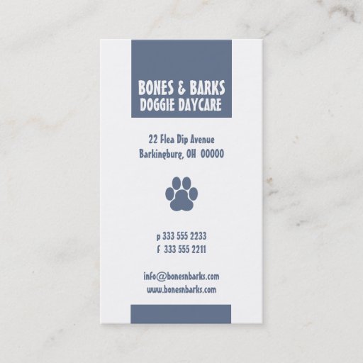 Customizable Paw Print Dog Care Business Card