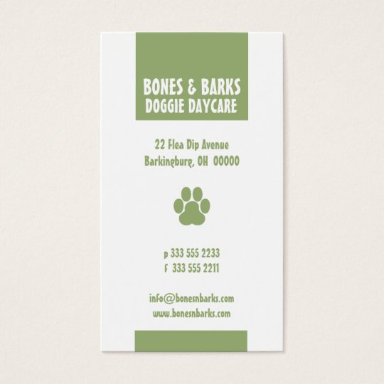 Paw Print Dog Care Olive Business Card
