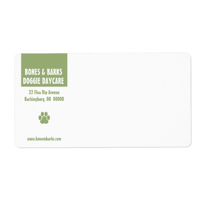 Paw Print Dog Care Shipping Label (Front)