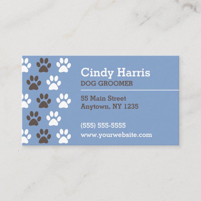 Paw Print Dog Groomer Business Card (Front)