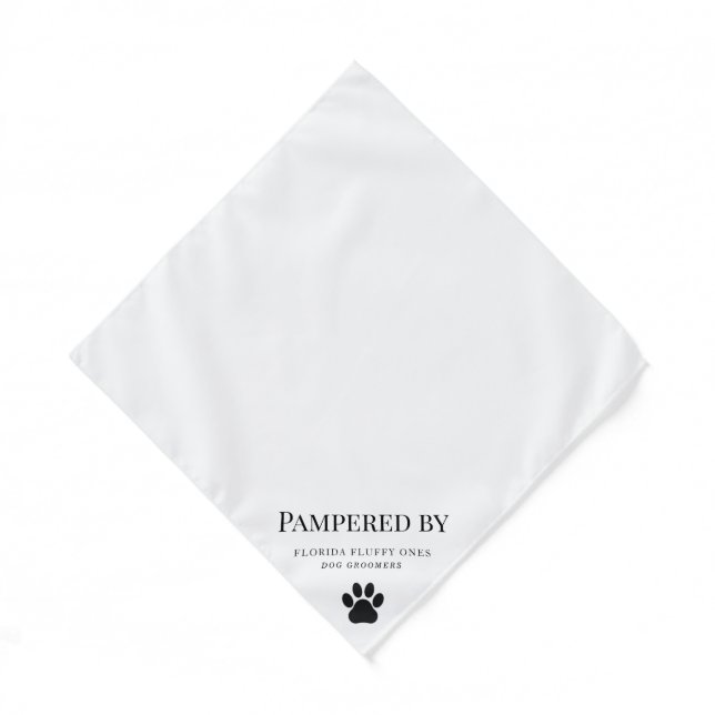 Paw Print Dog Groomer Business Promotional Pet Bandana (Front)