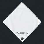 Paw Print Dog Grooming Business Bandana<br><div class="desc">This simple black and white dog paw prints Bandana is perfect for pet grooming professionals. All black text which can be customized by editing the design where you can also add elements and more text if you wish to,  along with template fields for you to personalize the text.</div>