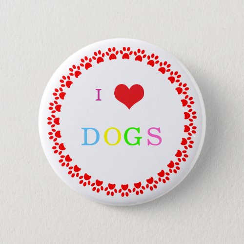 Paw print dog heart I love heart dogs button pin