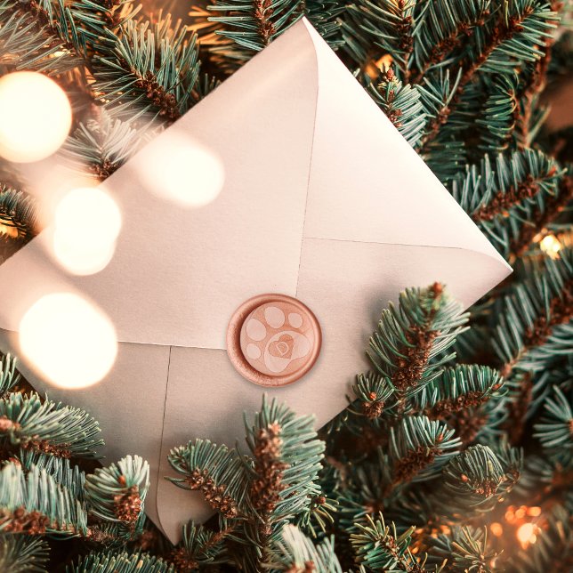 Paw Print Dog Lover Monogram Initial Wax Seal Stamp (Paw Print Dog Lover Monogram Initial Wax Seal Stamp - copper peach)