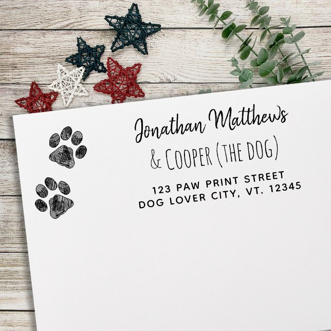 Paw Print Dog Lover Moving Return Address Rubber Stamp (Creator Uploaded)