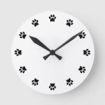 Paw Print Dog, Pet, Cat Fun Wall Clock at Zazzle
