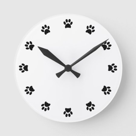 Paw Print Dog, Pet, Cat Fun Wall Clock