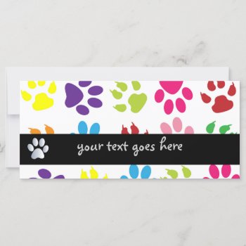 Paw Print Dog Pet Colorful Fun Custom Rack Card by roughcollie at Zazzle