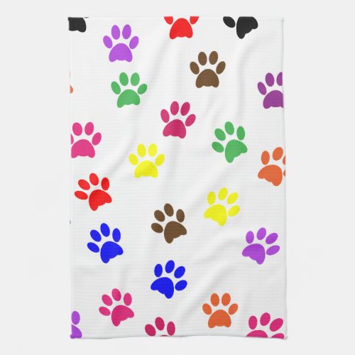 Paw print dog pet colorful fun kitchen tea towel