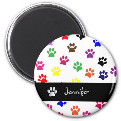 Paw print dog pet custom girls name fun magnet