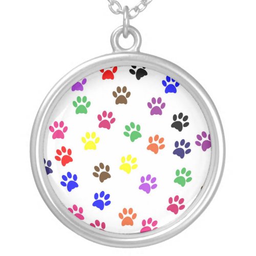 Paw print dog pet fun colorful pendant necklace