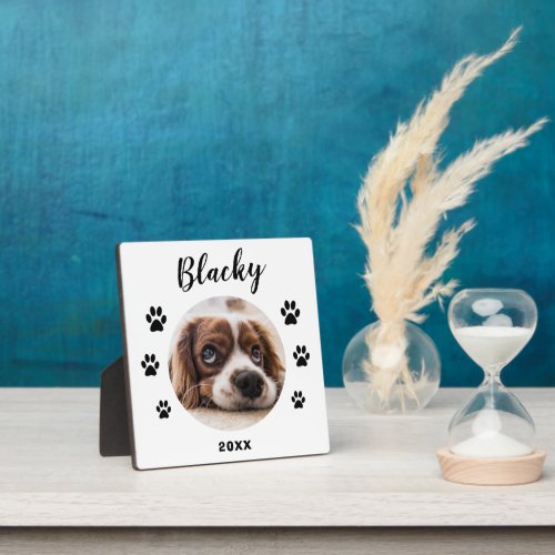 Paw Print Dog Pet Name and Photo Plaque