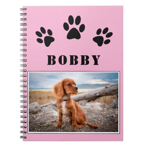 Paw Print Dog Pet Photo and Name Notebook