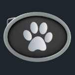 Paw Print dog pet silver black pattern belt buckle<br><div class="desc">Silver and black pet dog or cat paw print background cute,  fun,  novelty belt buckle.  great gift idea for animal lovers</div>