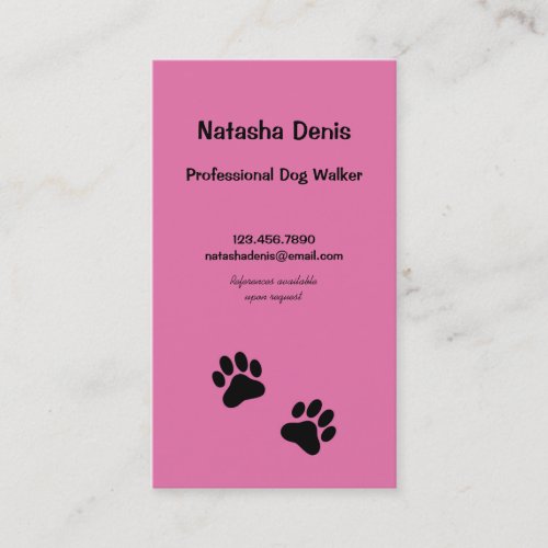 Paw Print Dog Walker in Pink Business Card