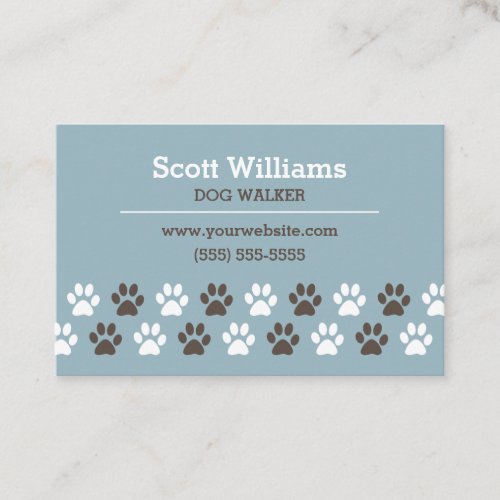 Paw Print Dog Walker Template Business Card