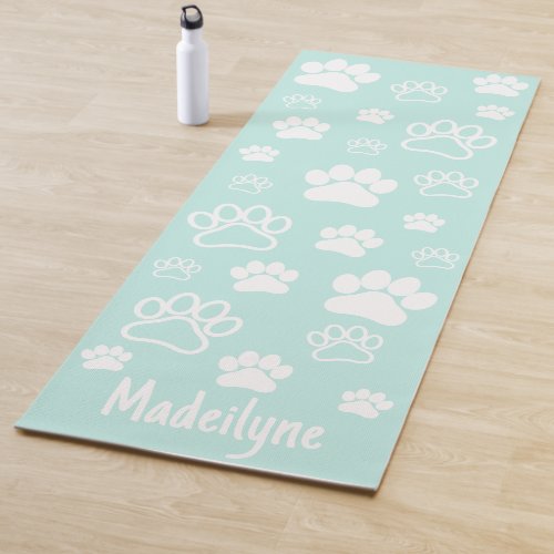 Paw Print Doga_Handwritten Monogram_Sea Green Yoga Mat