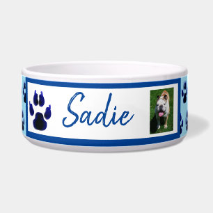 Paw Print. Dog's name and photo Custom Bowl