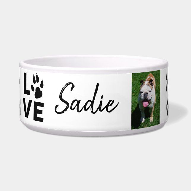 Paw Print. Dog's name and photo Custom Bowl (Front)