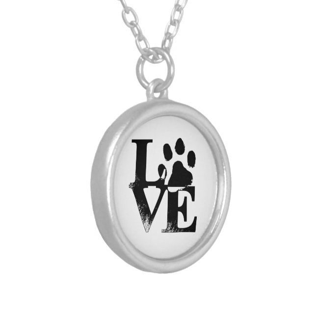 Paw Print earrings Silver Plated Necklace (Front Left)