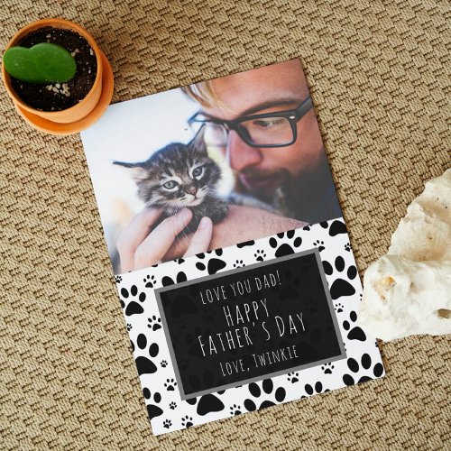 Paw Print Fathers Day photo Card from Cat or Dog 