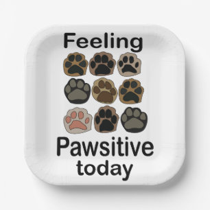 Paw Print Feeling Pawsitive Today Pet Birthday Paper Plates